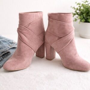 Report Blush Pink Suede Ankle Booties